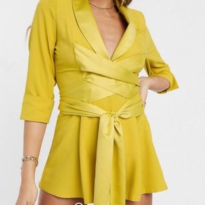 ASOS PETITE Yellow Tuxedo Jumpsuit